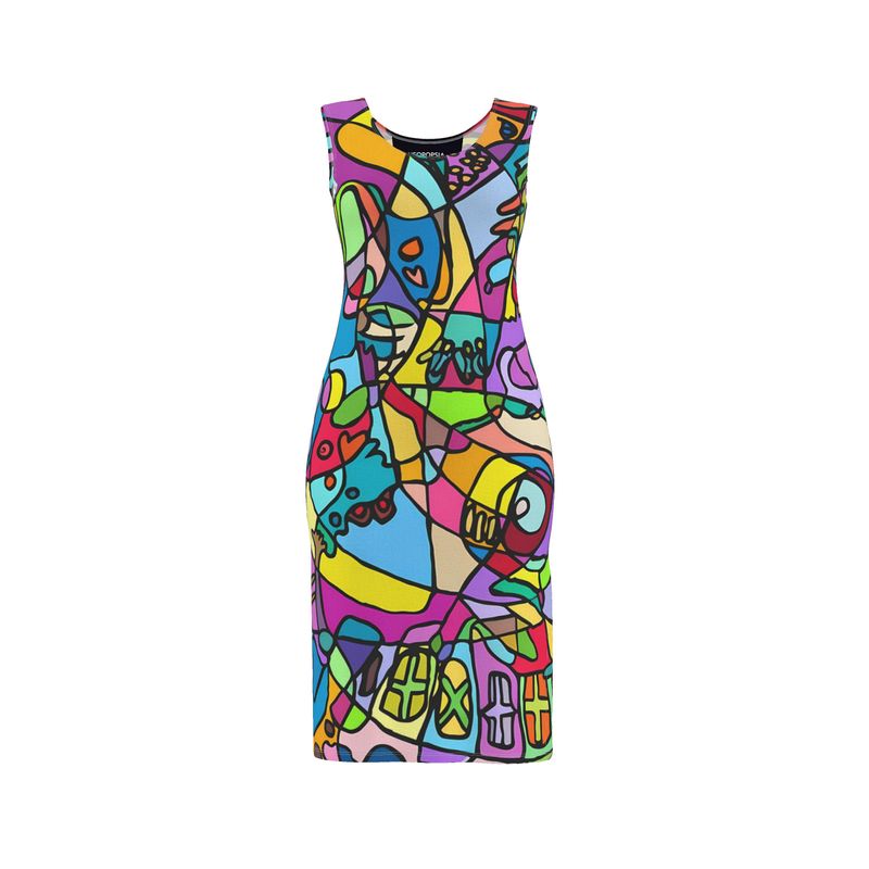 Abstract Kaleidoscope Midi Dress